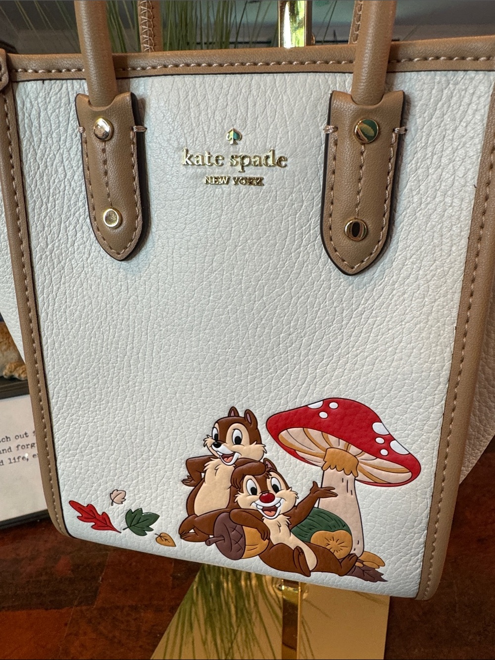 🩵kate spade White and Tan Chip & Dale Mushroom Mini Satchel - Picture 2 of 9